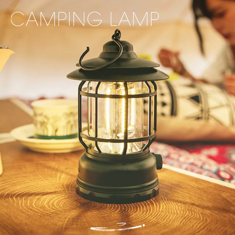 Retro Lamp Portable Camping Lantern-Black (P-654)