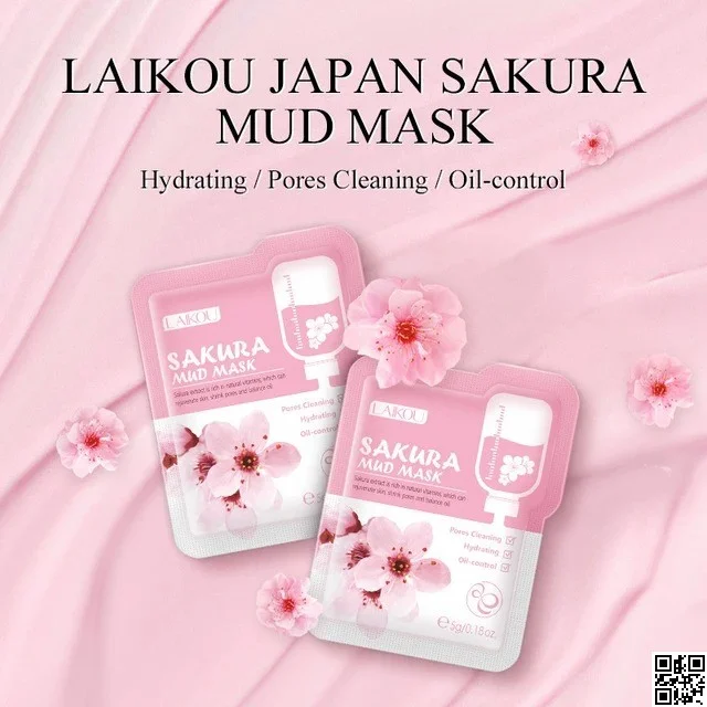 LAIKOU Sakura Matcha Mask Clay Single Sheet 5g Cleansing Mud Mask Single Pack Specifications Facial Skin Care Moisturizing Make ( 6 PS )