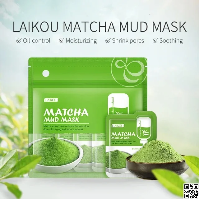 LAIKOU Sakura Matcha Mask Clay Single Sheet 5g Cleansing Mud Mask Single Pack Specifications Facial Skin Care Moisturizing Make ( 6 PS )