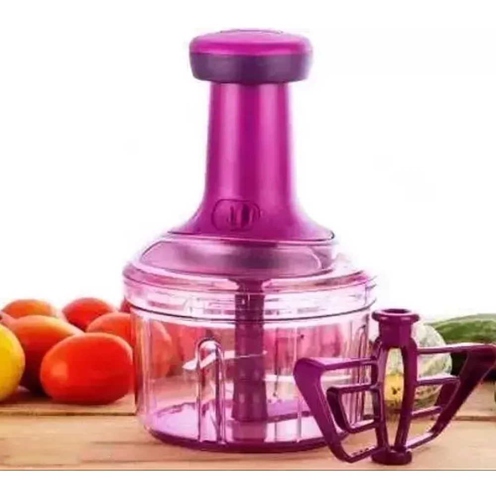 Skiloriz Heavy Hand Press Push Vegetable and Fruit Chopper Cutter - 750ml - Purple