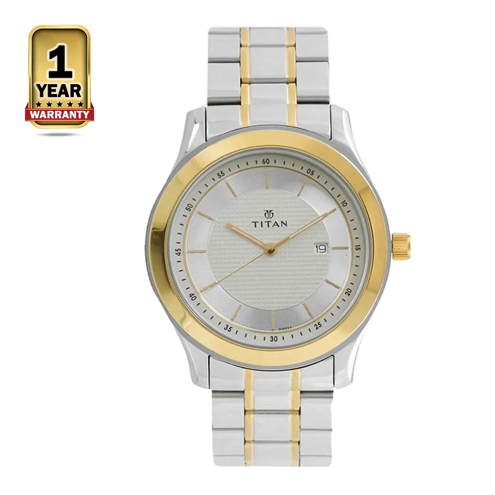 Titan F5302 Stainless Steel Analog Wrist Watch For Men - Silver and Golden