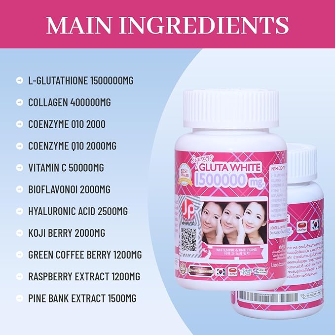 Pure Glutathione 1,500,000 mg Whitening Supplement , zozoj ,জোজোজ .