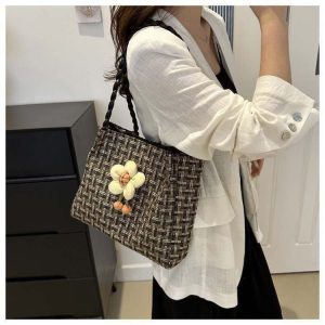 Elegant Lattice Texture Tote Bag, zozoj