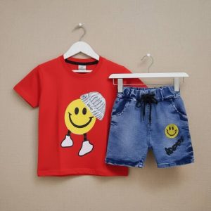 Children'S Clothes Fashion, zozoj, bangladesh, Boys And Girls Baby Cartoon Smiley Face Short Sleeve Suit